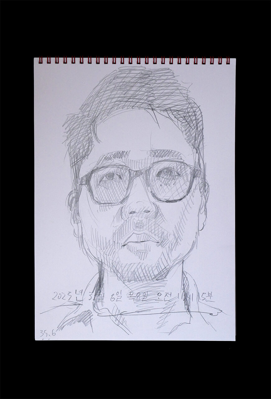 Contemporary artist SHINTAKU Tomoni's 2025/3/6 Self-portrait or pencil drawing