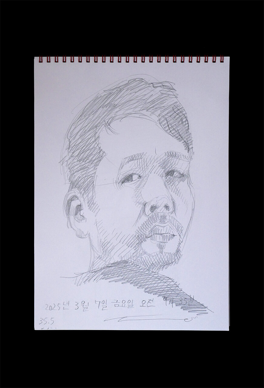 Contemporary artist SHINTAKU Tomoni's 2025/3/7 Self-portrait or pencil drawing