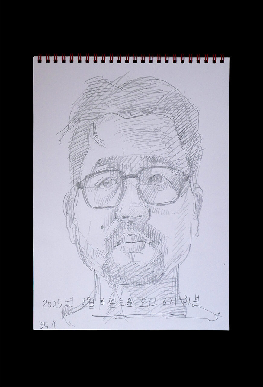 Contemporary artist SHINTAKU Tomoni's 2025/3/8 Self-portrait or pencil drawing