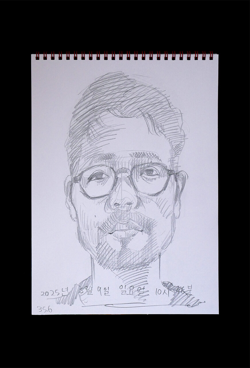 Contemporary artist SHINTAKU Tomoni's 2025/3/9 Self-portrait or pencil drawing