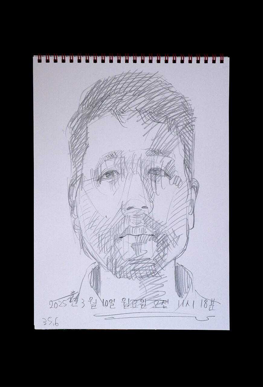 Contemporary artist SHINTAKU Tomoni's 2025/3/10 Self-portrait or pencil drawing