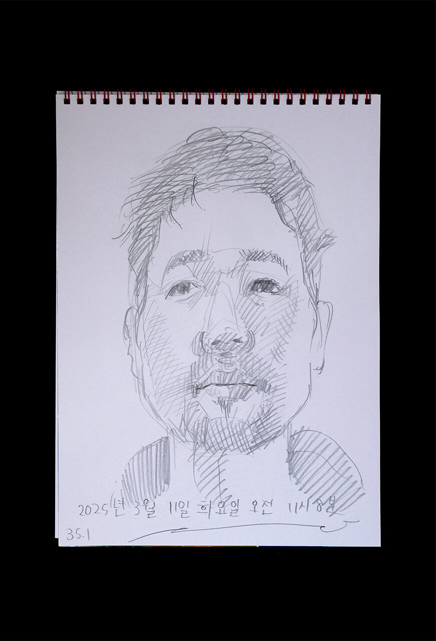 Contemporary artist SHINTAKU Tomoni's 2025/3/11 Self-portrait or pencil drawing