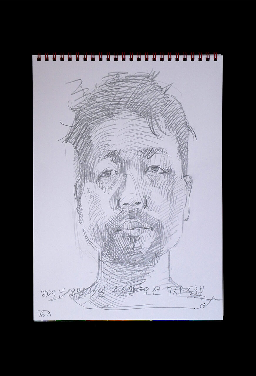 Contemporary artist SHINTAKU Tomoni's 2025/3/12 Self-portrait or pencil drawing