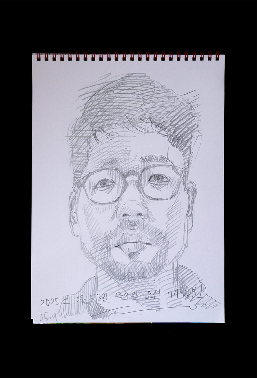 Contemporary artist SHINTAKU Tomoni's 2025/3/13 Self-portrait or pencil drawing