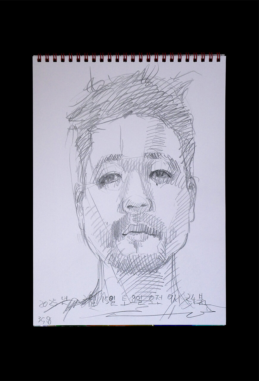 Contemporary artist SHINTAKU Tomoni's 2025/3/15 Self-portrait or pencil drawing