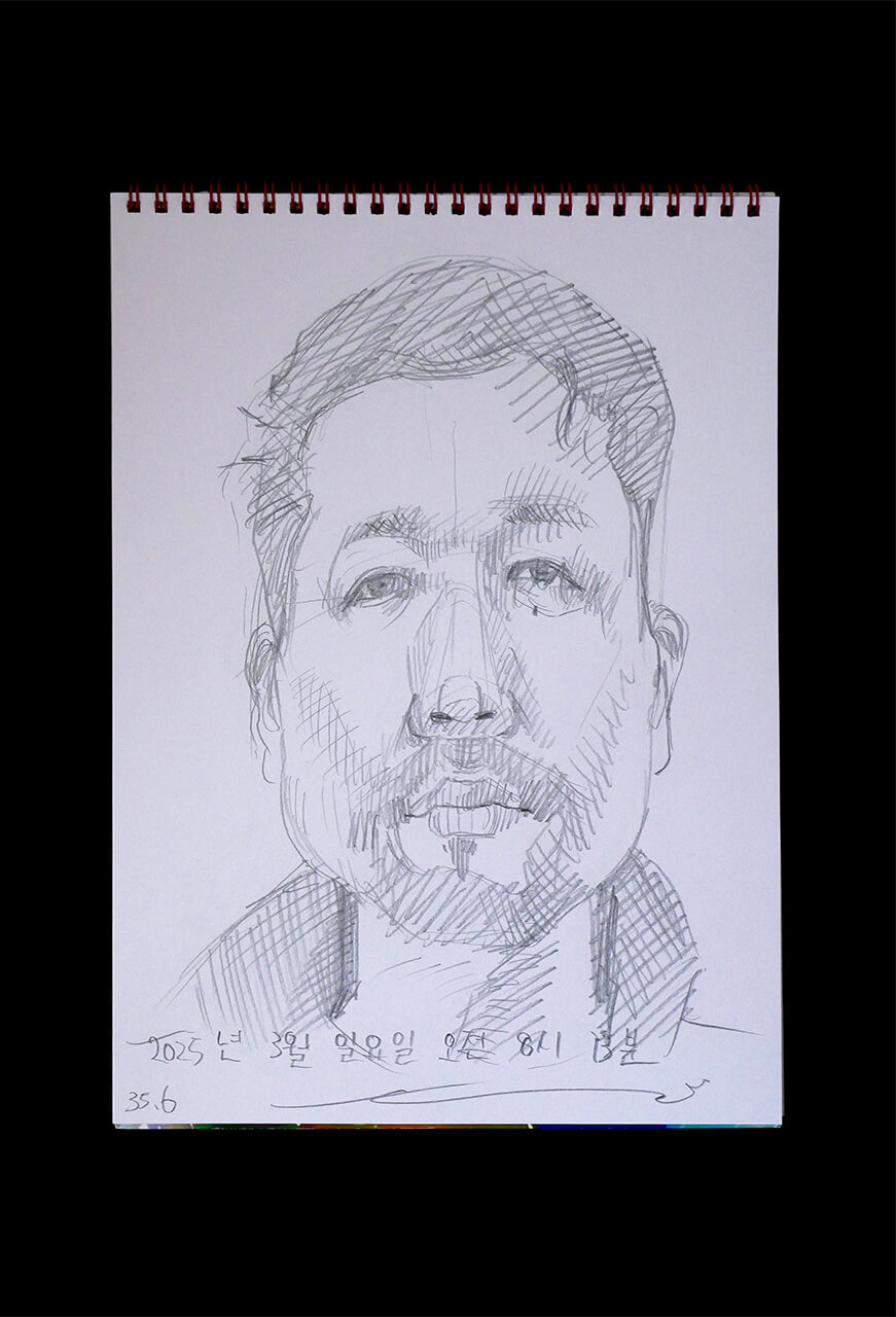 Contemporary artist SHINTAKU Tomoni's 2025/3/16 Self-portrait or pencil drawing