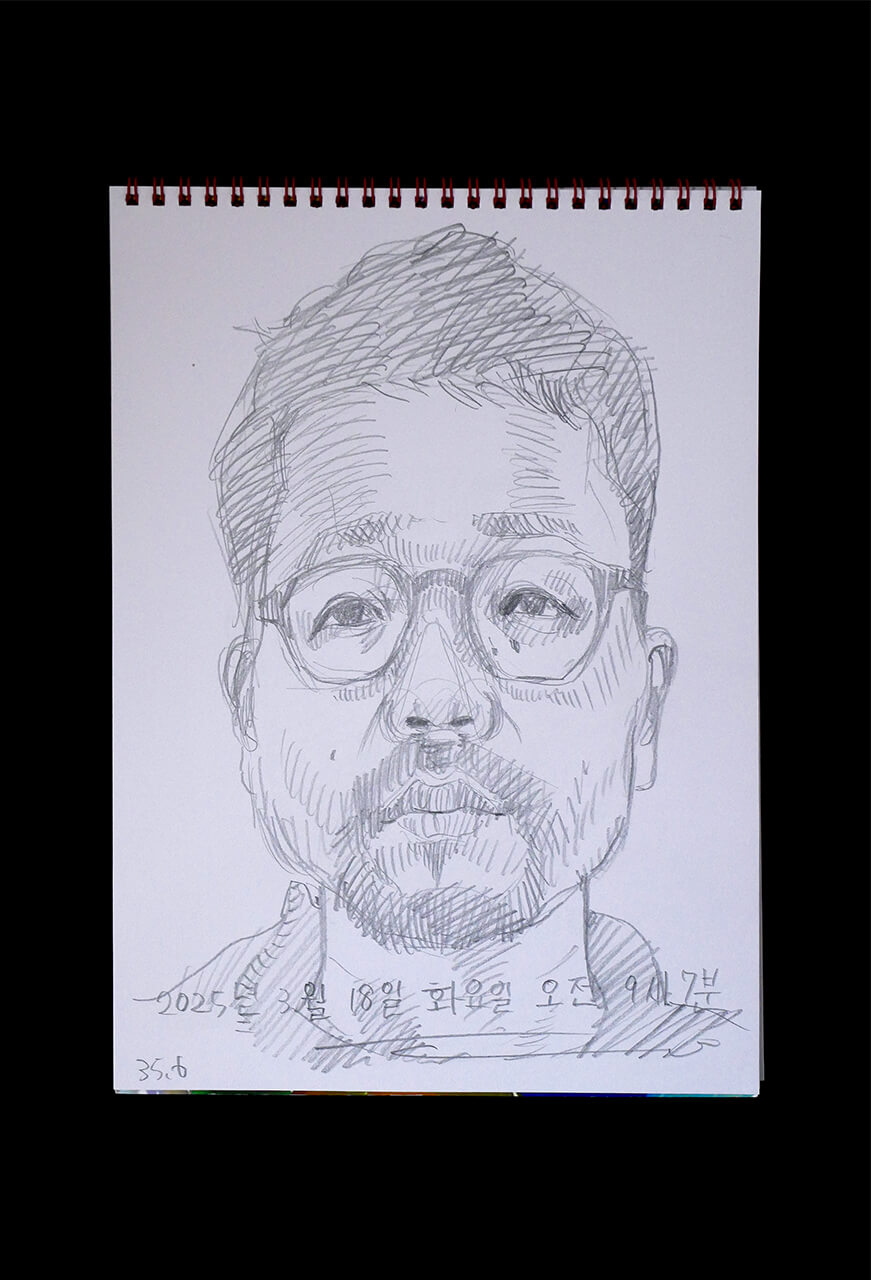 Contemporary artist SHINTAKU Tomoni's 2025/3/18 Self-portrait or pencil drawing