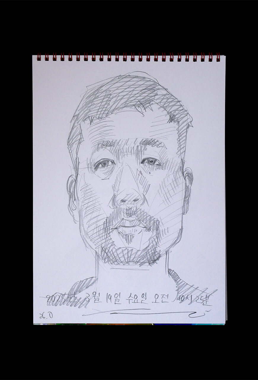 Contemporary artist SHINTAKU Tomoni's 2025/3/19 Self-portrait or pencil drawing