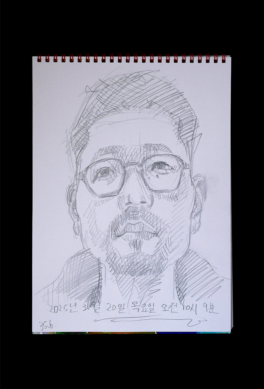 Contemporary artist SHINTAKU Tomoni's 2025/3/20 Self-portrait or pencil drawing