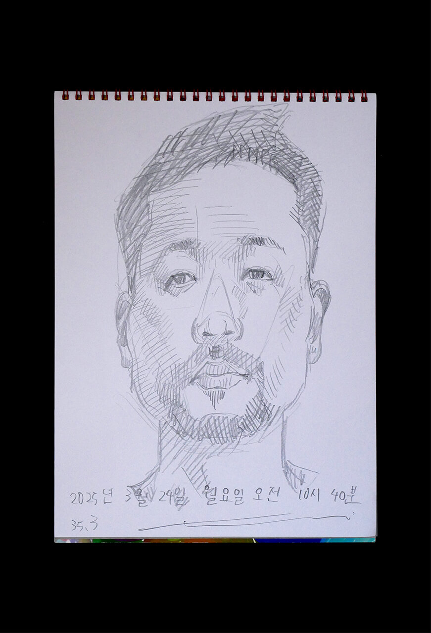 Contemporary artist SHINTAKU Tomoni's 2025/3/24 Self-portrait or pencil drawing