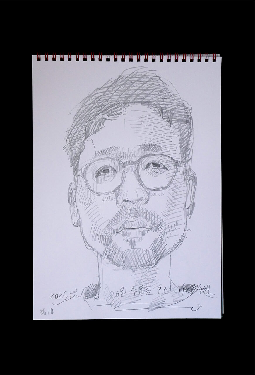 Contemporary artist SHINTAKU Tomoni's 2025/3/26 Self-portrait or pencil drawing