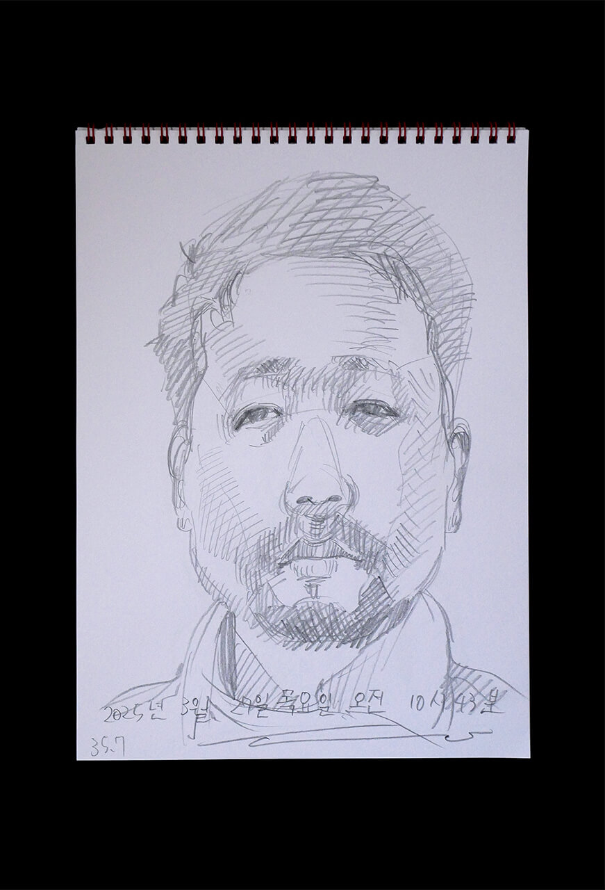 Contemporary artist SHINTAKU Tomoni's 2025/3/27 Self-portrait or pencil drawing