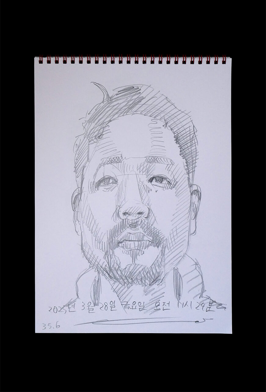 Contemporary artist SHINTAKU Tomoni's 2025/3/28 Self-portrait or pencil drawing
