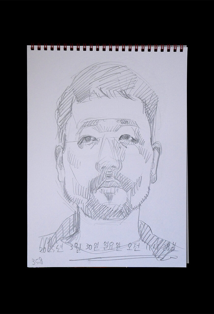 Contemporary artist SHINTAKU Tomoni's 2025/3/30 Self-portrait or pencil drawing