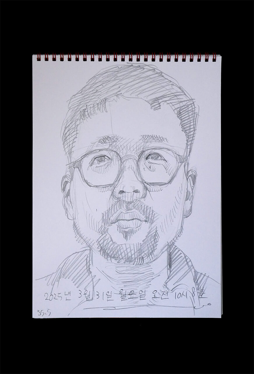 Contemporary artist SHINTAKU Tomoni's 2025/3/31 Self-portrait or pencil drawing