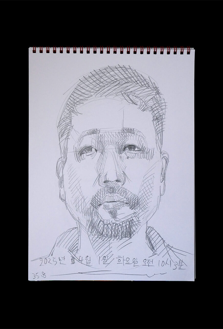 Contemporary artist SHINTAKU Tomoni's 2025/4/1 Self-portrait or pencil drawing