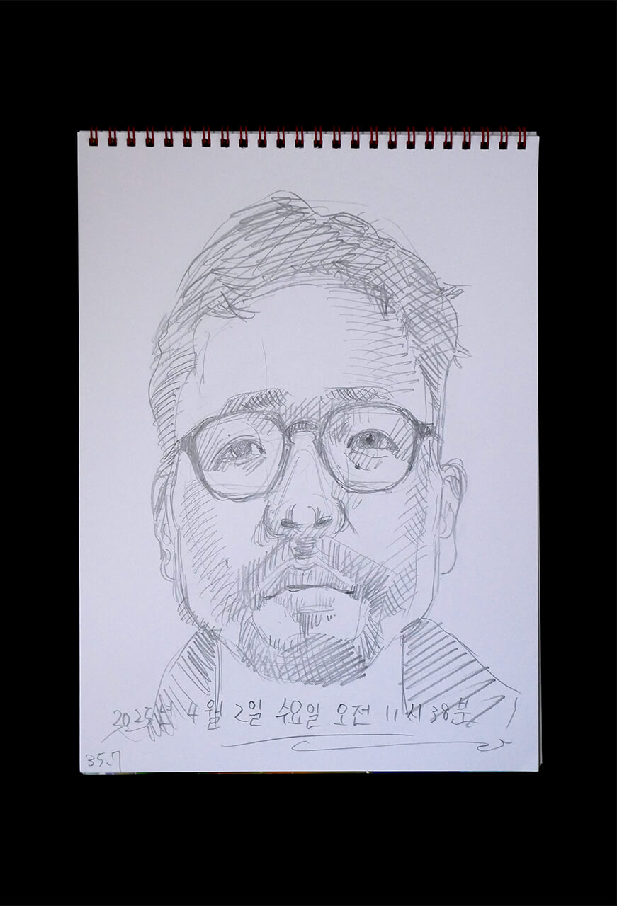Contemporary artist SHINTAKU Tomoni's 2025/4/2 Self-portrait or pencil drawing