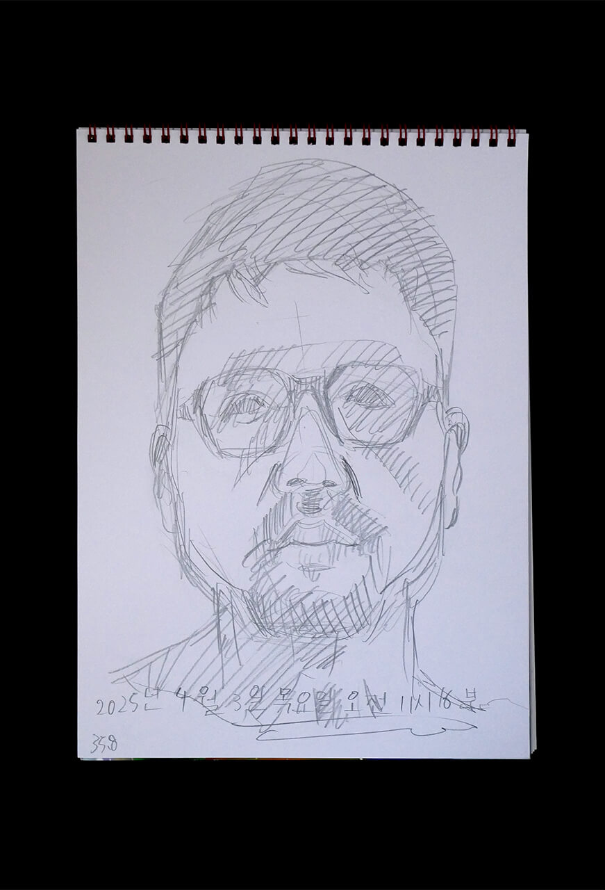 Contemporary artist SHINTAKU Tomoni's 2025/4/3 Self-portrait or pencil drawing