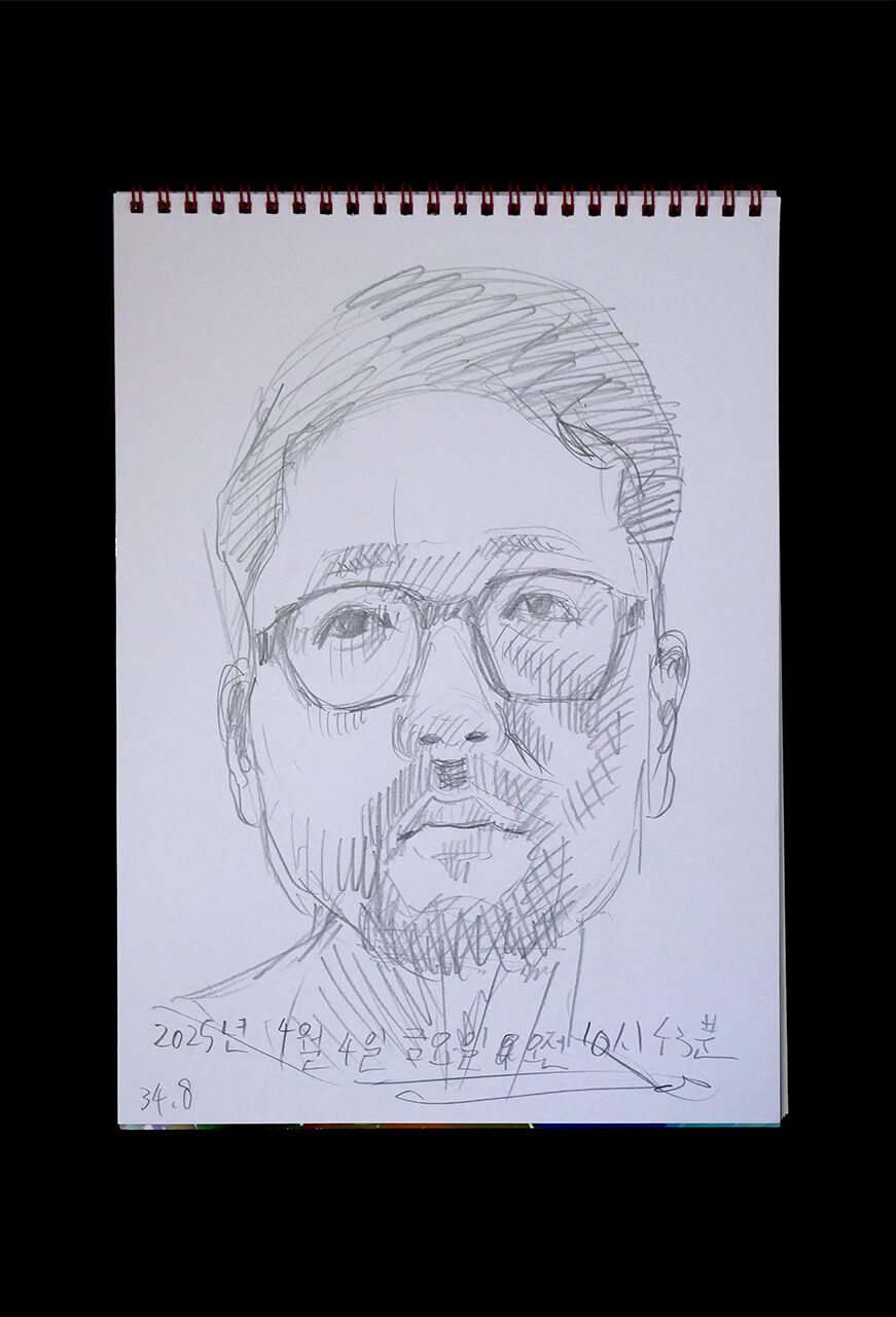 Contemporary artist SHINTAKU Tomoni's 2025/4/4 Self-portrait or pencil drawing