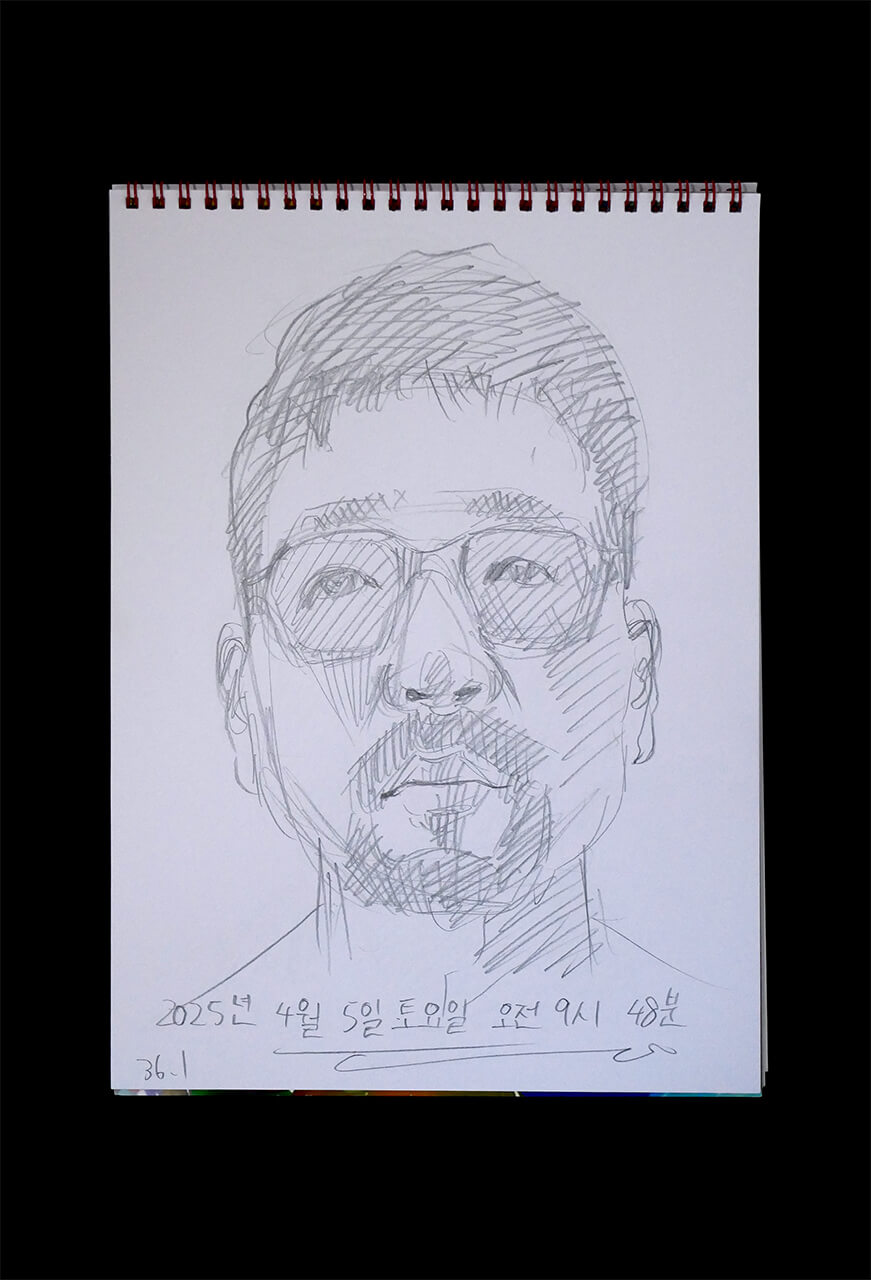Contemporary artist SHINTAKU Tomoni's 2025/4/5 Self-portrait or pencil drawing