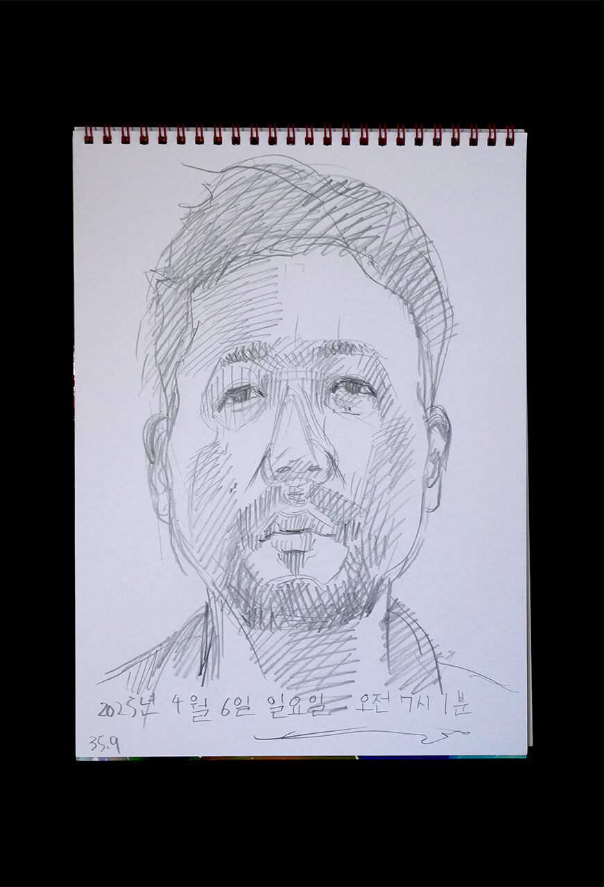 Contemporary artist SHINTAKU Tomoni's 2025/4/6 Self-portrait or pencil drawing