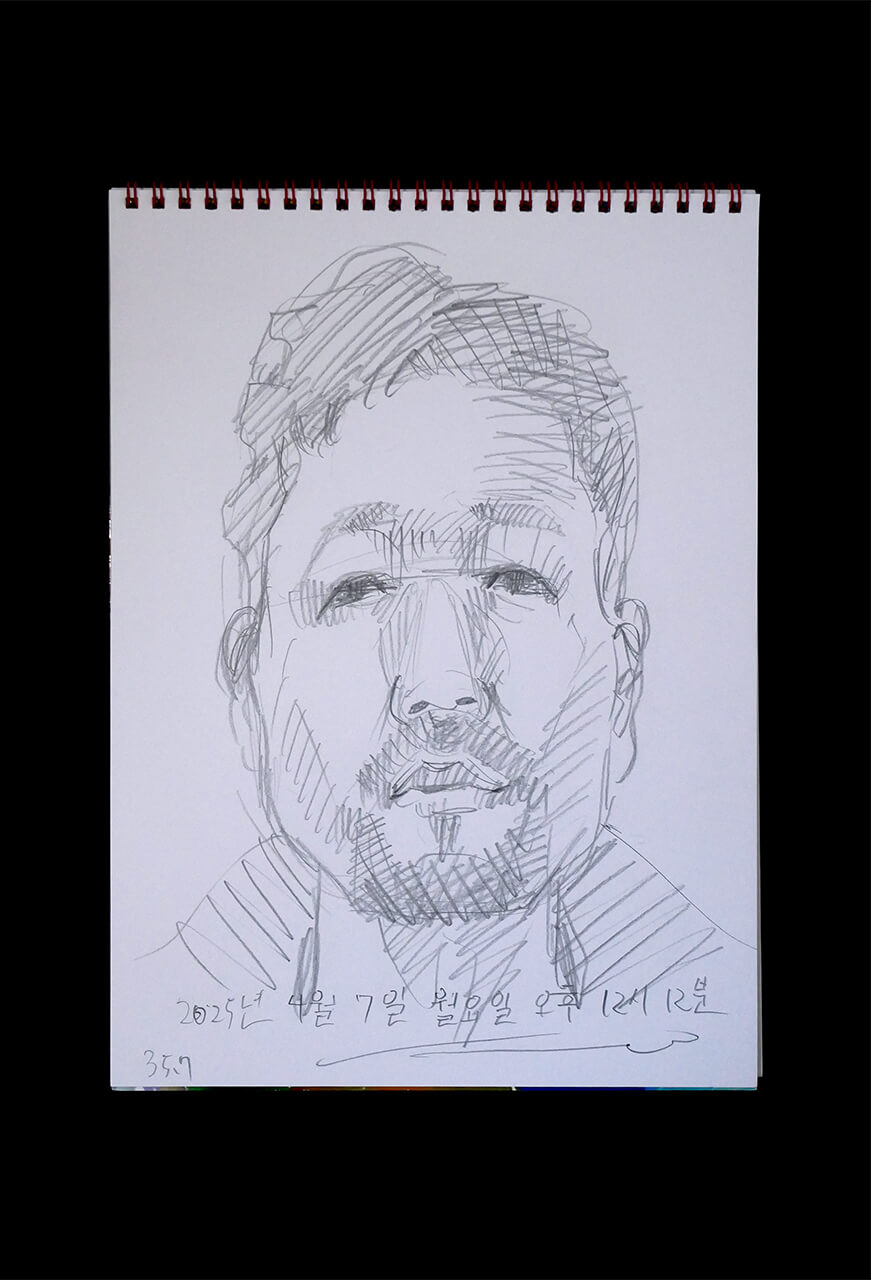 Contemporary artist SHINTAKU Tomoni's 2025/4/7 Self-portrait or pencil drawing