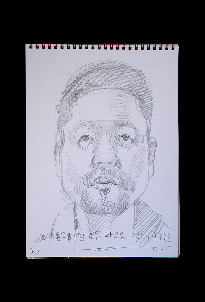 Contemporary artist SHINTAKU Tomoni's 2025/4/8 Self-portrait or pencil drawing