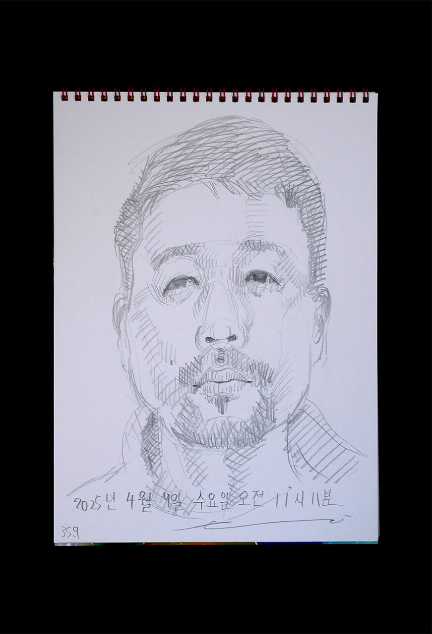 Contemporary artist SHINTAKU Tomoni's 2025/4/9 Self-portrait or pencil drawing