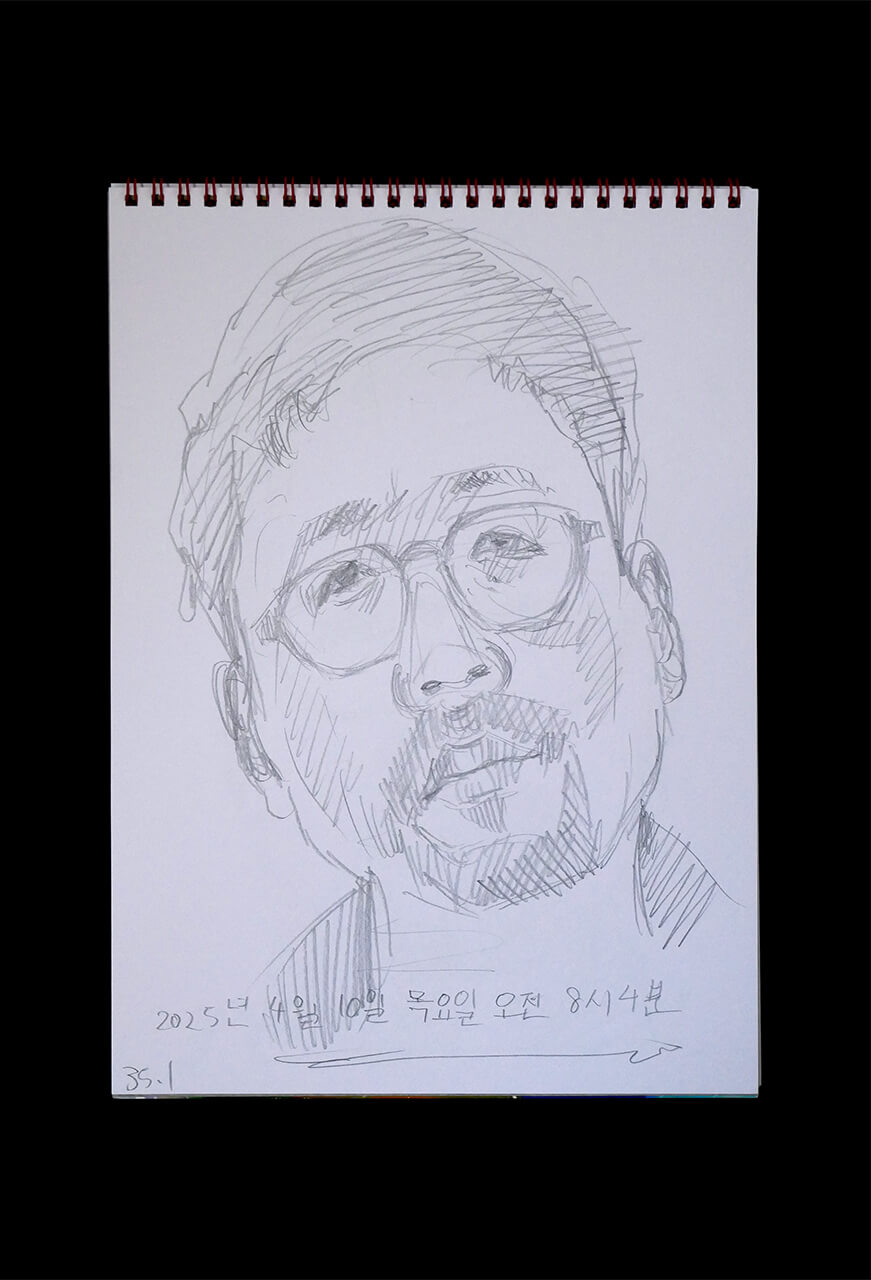 Contemporary artist SHINTAKU Tomoni's 2025/4/10 Self-portrait or pencil drawing