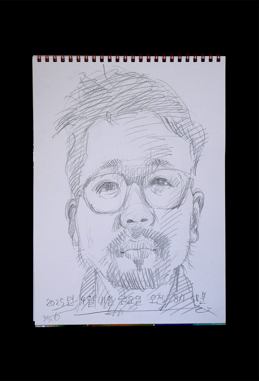 Contemporary artist SHINTAKU Tomoni's 2025/4/11 Self-portrait or pencil drawing