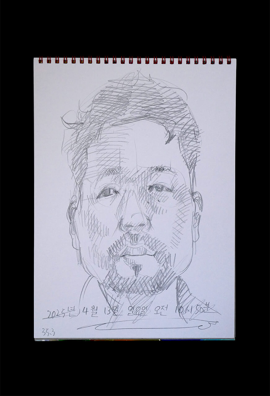 Contemporary artist SHINTAKU Tomoni's 2025/4/13 Self-portrait or pencil drawing