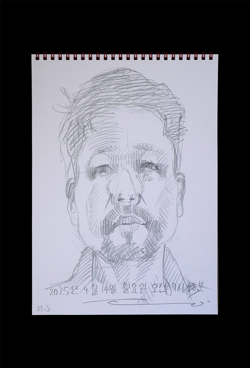 Contemporary artist SHINTAKU Tomoni's 2025/4/14 Self-portrait or pencil drawing