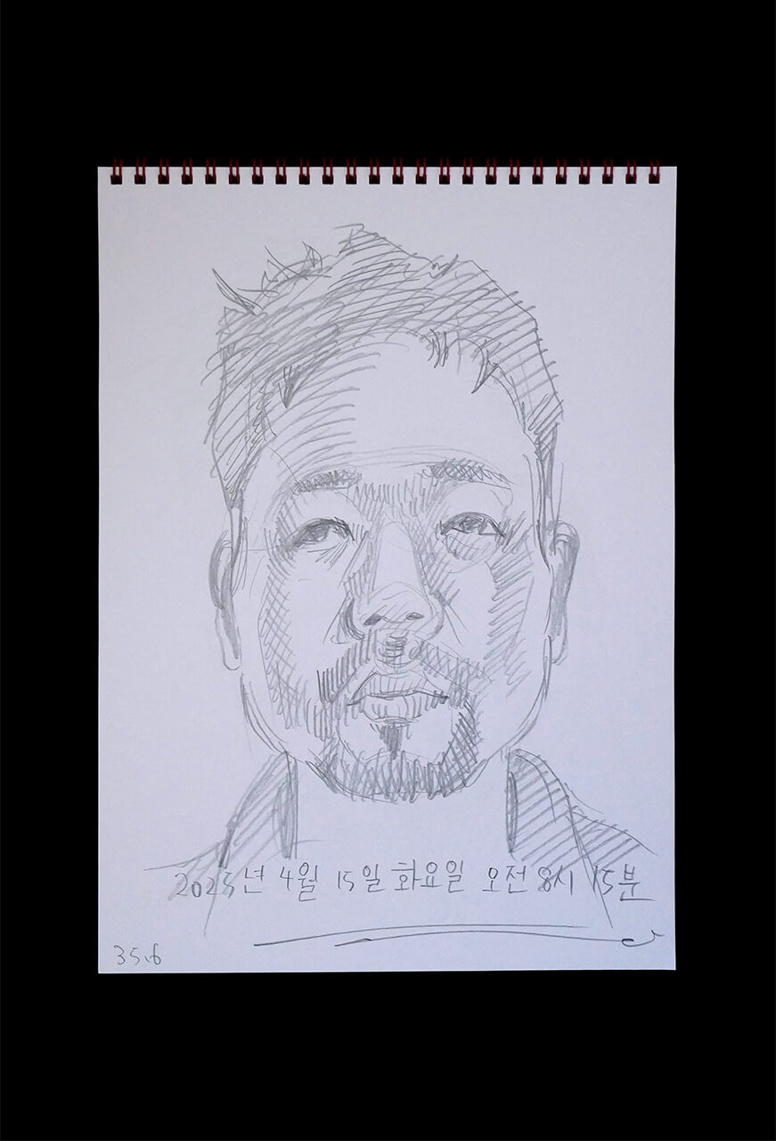 Contemporary artist SHINTAKU Tomoni's 2025/4/15 Self-portrait or pencil drawing