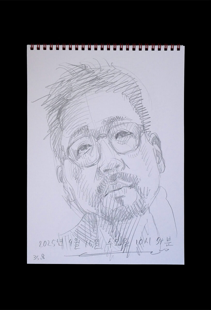 Contemporary artist SHINTAKU Tomoni's 2025/4/16 Self-portrait or pencil drawing