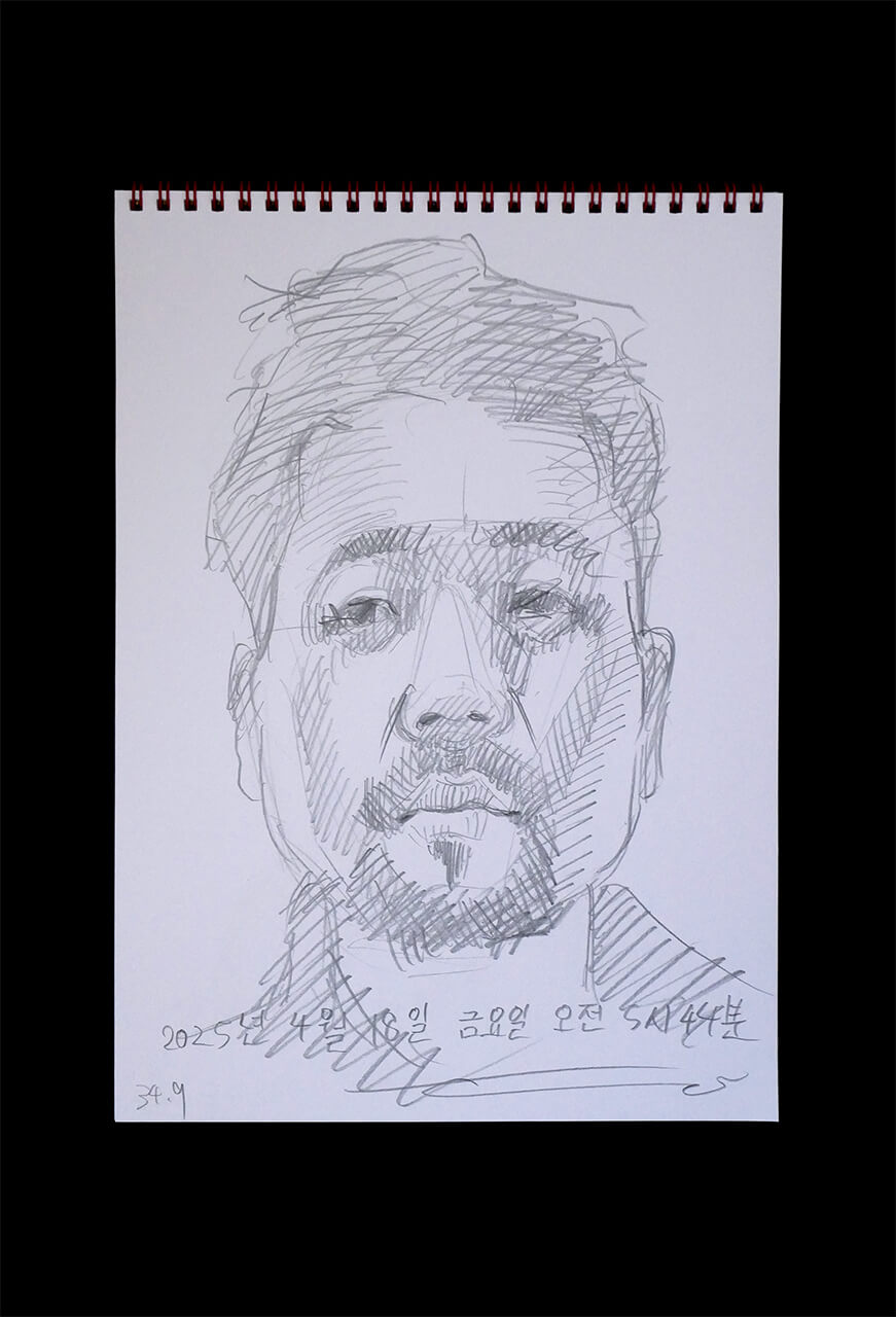 Contemporary artist SHINTAKU Tomoni's 2025/4/18 Self-portrait or pencil drawing