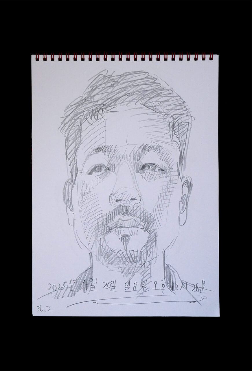 Contemporary artist SHINTAKU Tomoni's 2025/4/20 Self-portrait or pencil drawing