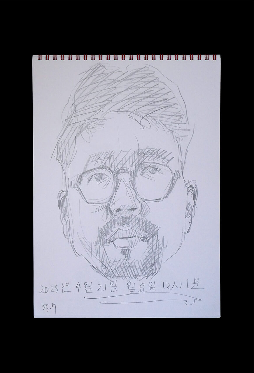 Contemporary artist SHINTAKU Tomoni's 2025/4/21 Self-portrait or pencil drawing