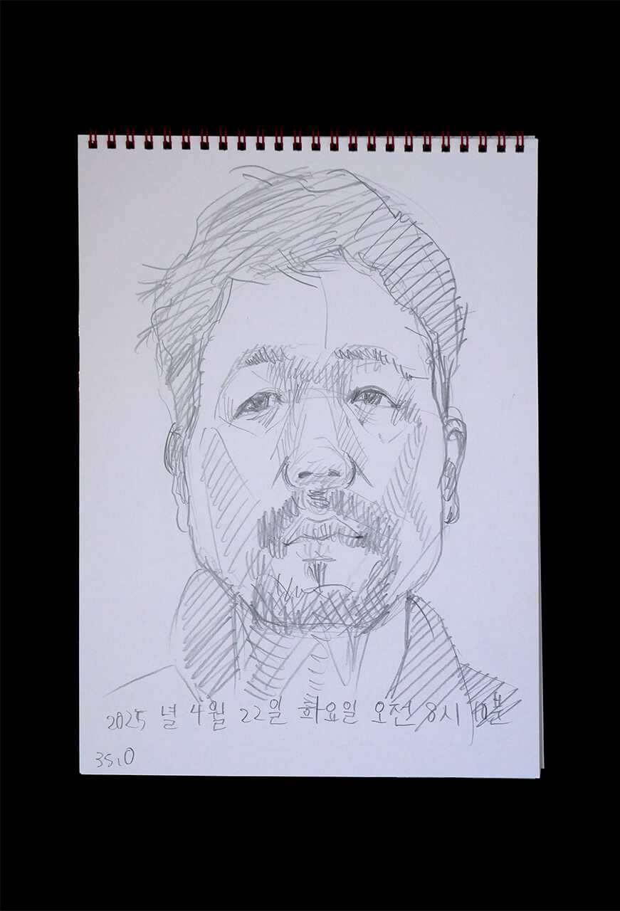 Contemporary artist SHINTAKU Tomoni's 2025/4/22 Self-portrait or pencil drawing