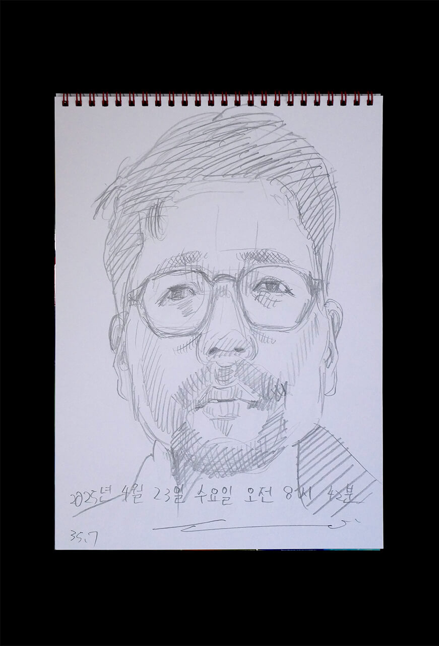 Contemporary artist SHINTAKU Tomoni's 2025/4/23 Self-portrait or pencil drawing