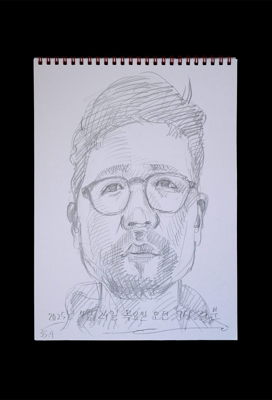 Contemporary artist SHINTAKU Tomoni's 2025/4/24 Self-portrait or pencil drawing
