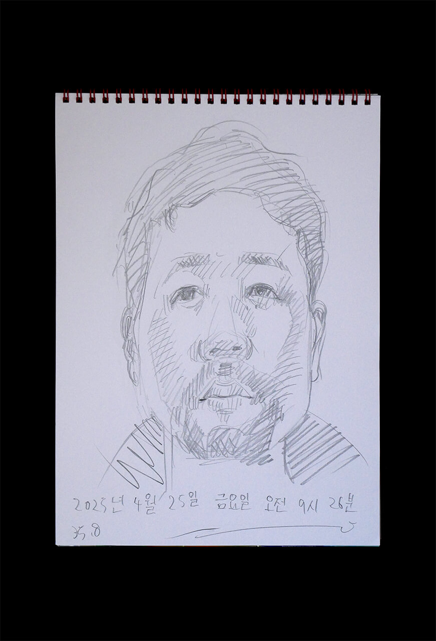Contemporary artist SHINTAKU Tomoni's 2025/4/25 Self-portrait or pencil drawing