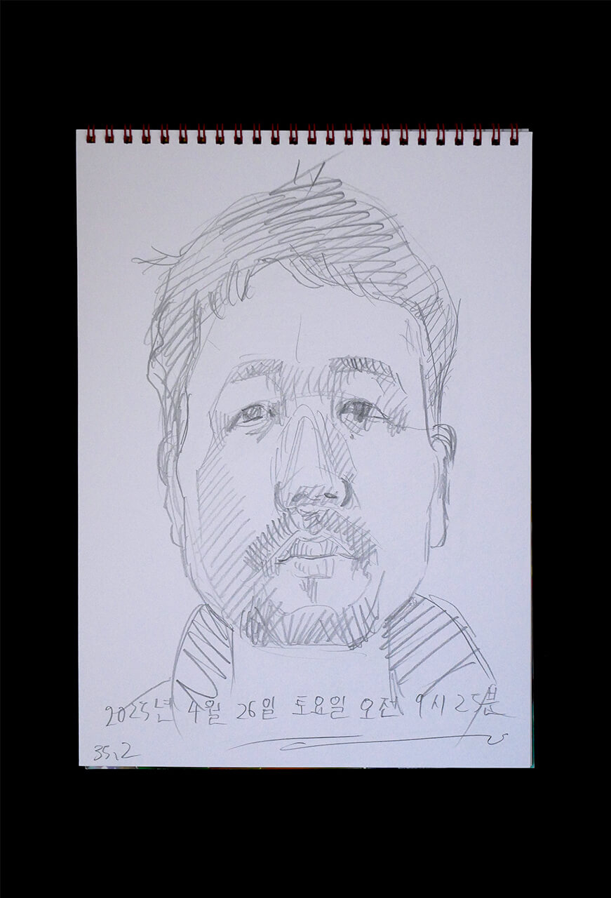 Contemporary artist SHINTAKU Tomoni's 2025/4/26 Self-portrait or pencil drawing