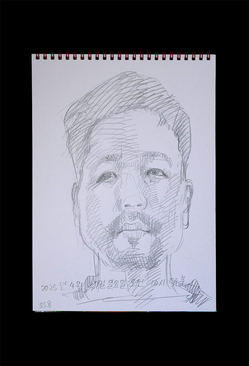 Contemporary artist SHINTAKU Tomoni's 2025/4/27 Self-portrait or pencil drawing