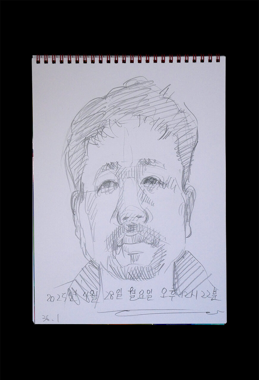Contemporary artist SHINTAKU Tomoni's 2025/4/28 Self-portrait or pencil drawing