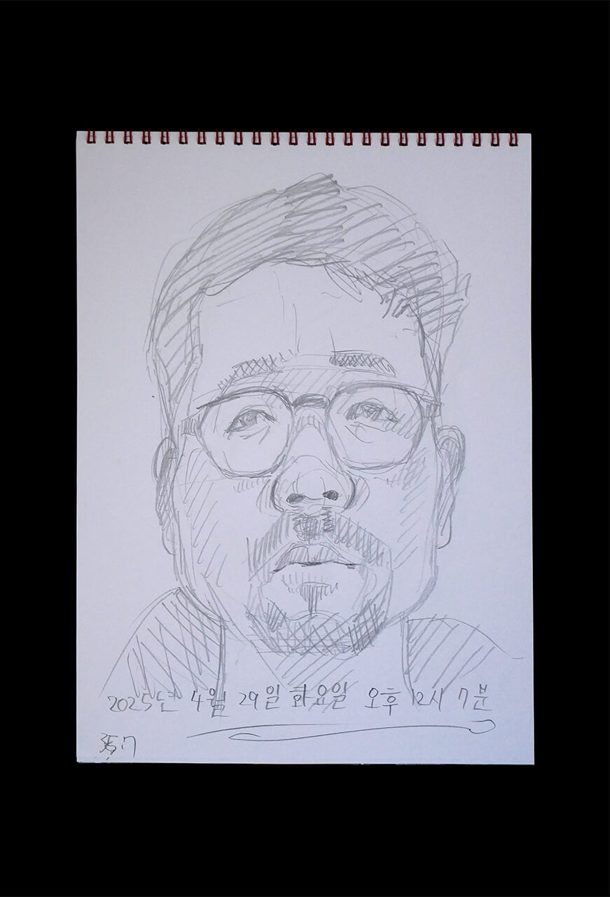 Contemporary artist SHINTAKU Tomoni's 2025/4/29 Self-portrait or pencil drawing