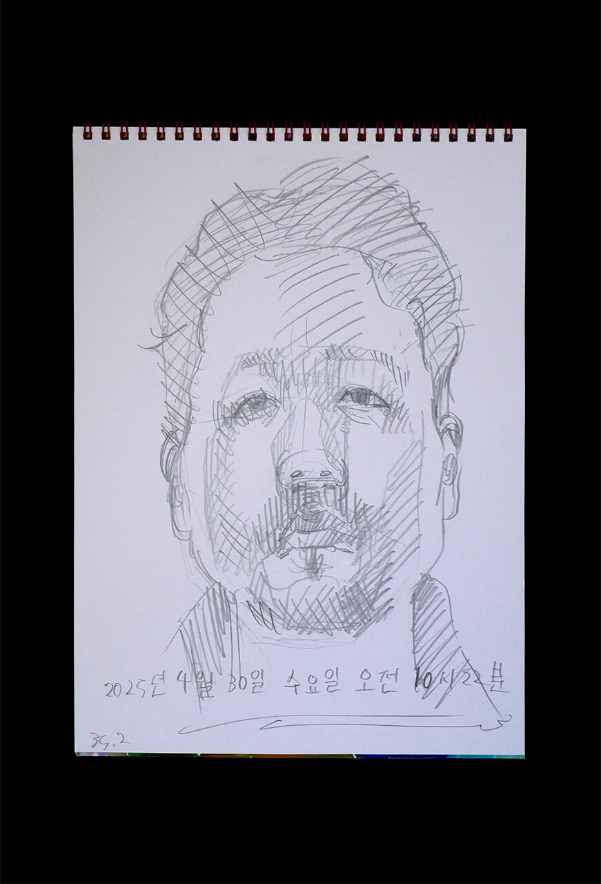 Contemporary artist SHINTAKU Tomoni's 2025/4/30 Self-portrait or pencil drawing