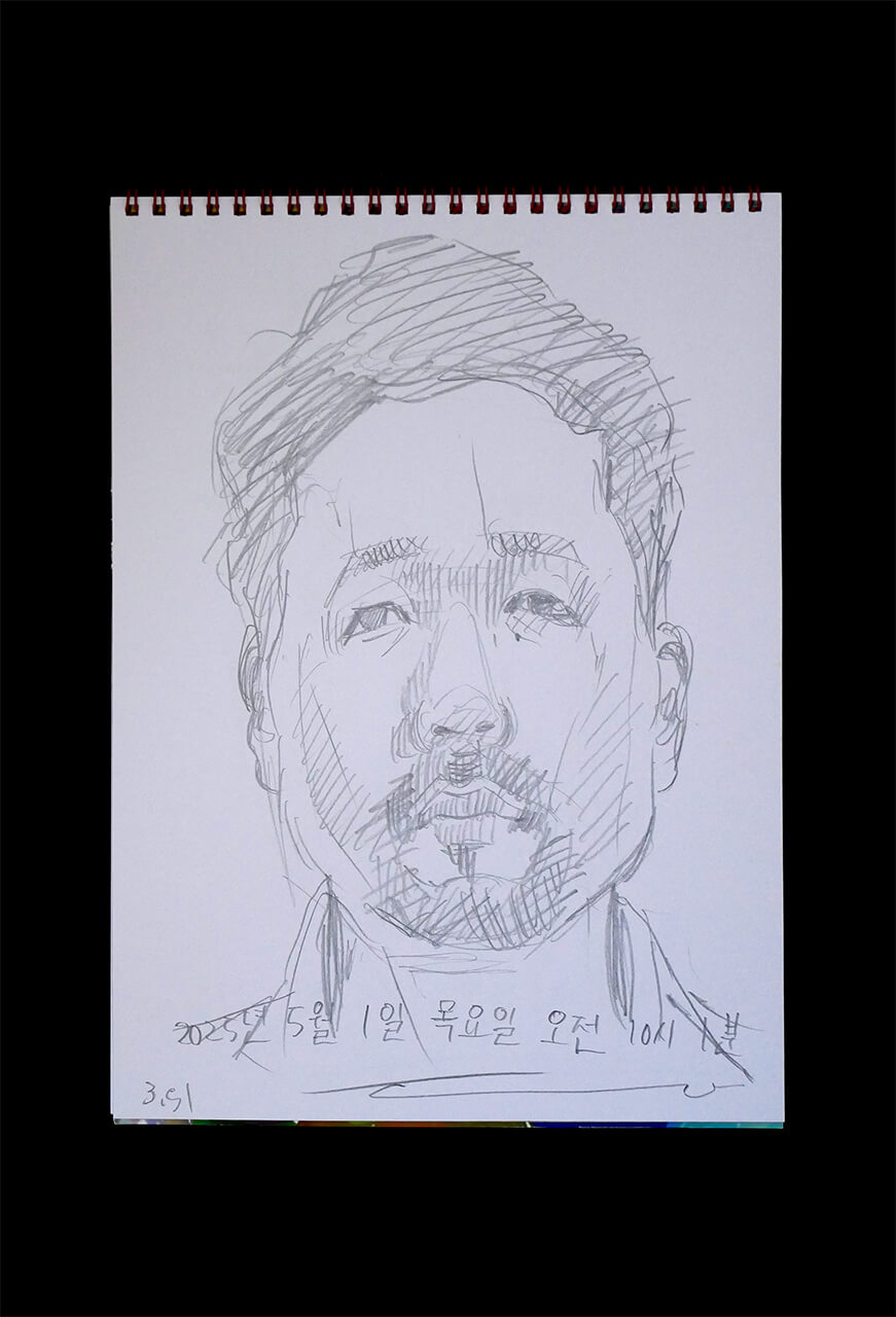 Contemporary artist SHINTAKU Tomoni's 2025/5/1 Self-portrait or pencil drawing
