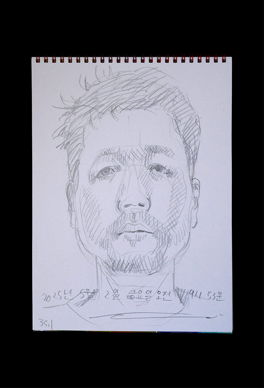 Contemporary artist SHINTAKU Tomoni's 2025/5/2 Self-portrait or pencil drawing