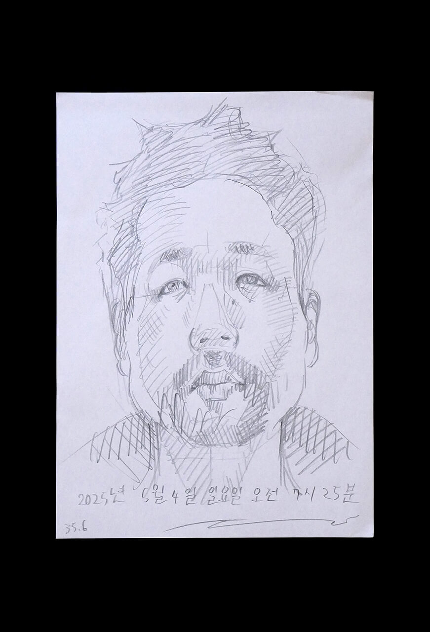 Contemporary artist SHINTAKU Tomoni's 2025/5/4 Self-portrait or pencil drawing