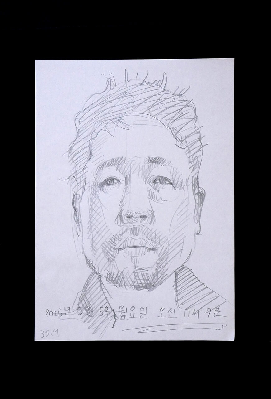Contemporary artist SHINTAKU Tomoni's 2025/5/5 Self-portrait or pencil drawing